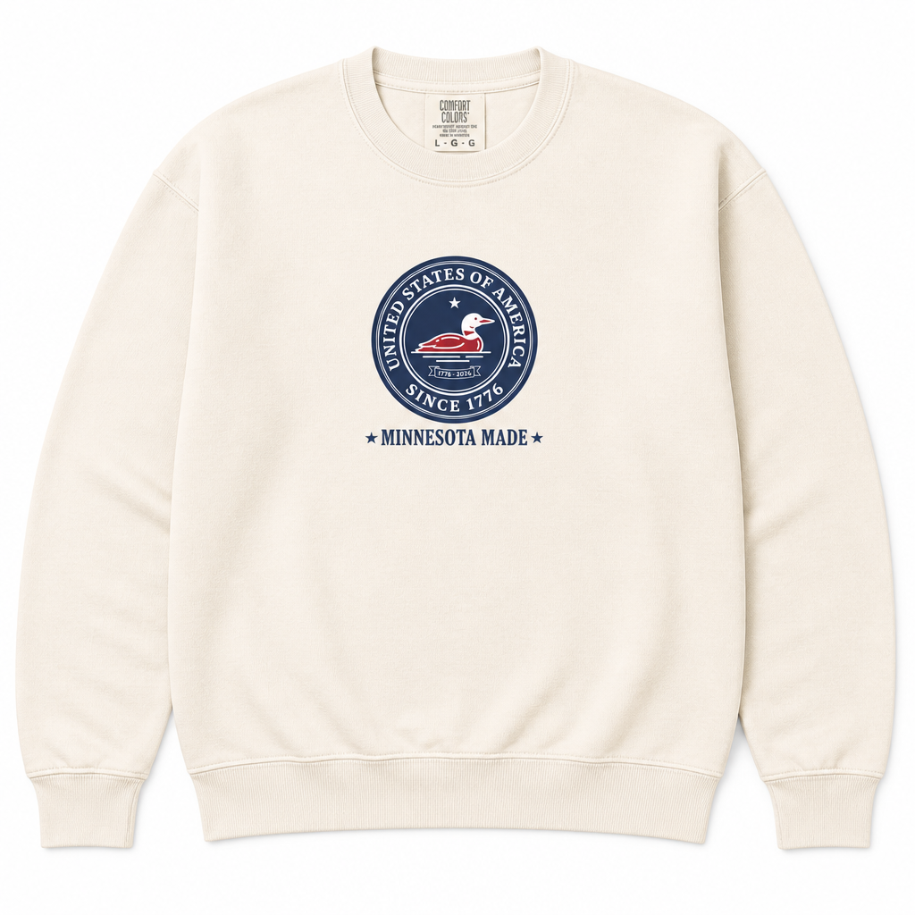Minnesota Made Stamp Seal Crewneck — Ivory