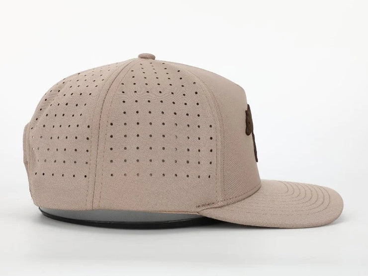Waggle Golf Black Bear Hat (Waggle) Perforated Cap Light Tan Color