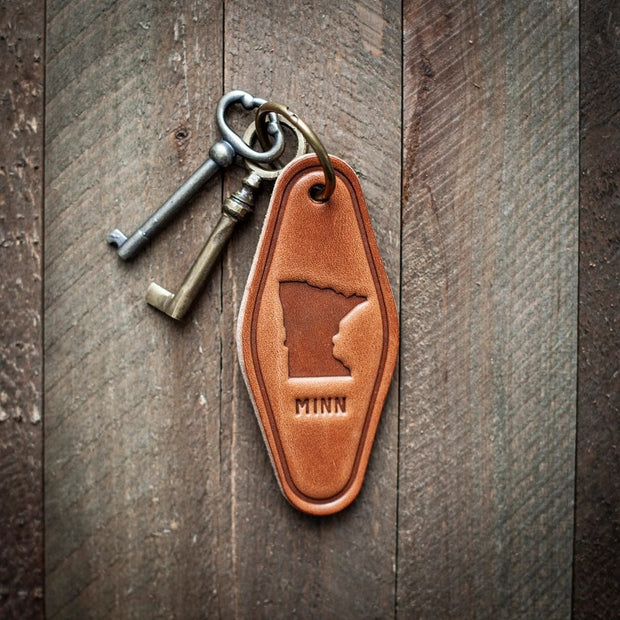 MN Silhouette Leather Keychain - Motel Style