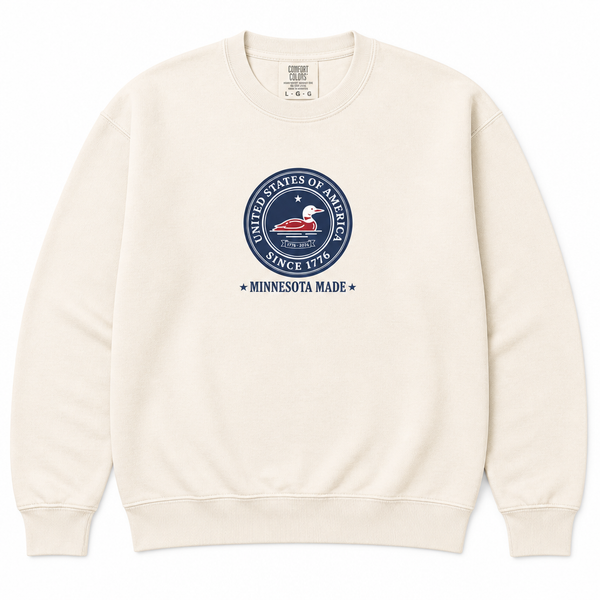 Minnesota Made Stamp Seal Crewneck — Ivory