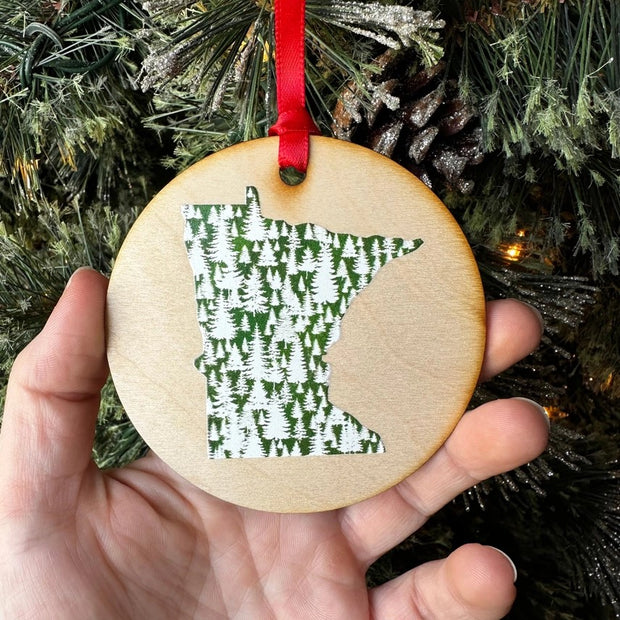 Minnesota Trees Wood Ornament