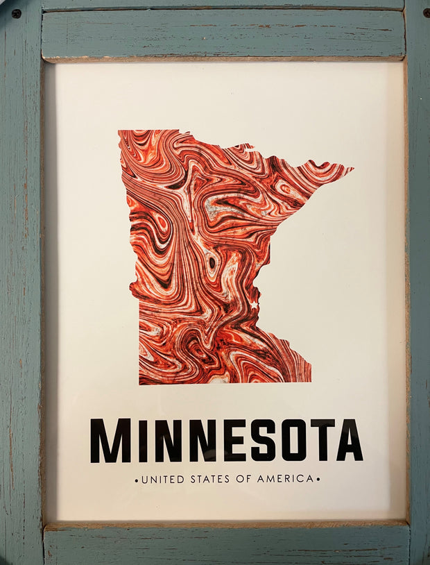 MN State Red Swirl abstract art print  *Local Pickup Only*