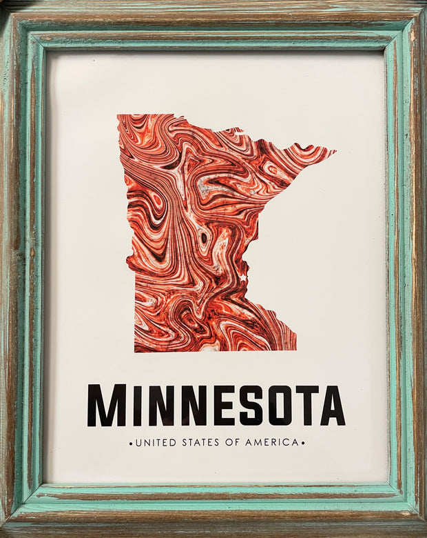 MN State Red Swirl abstract art print  *Local Pickup Only*