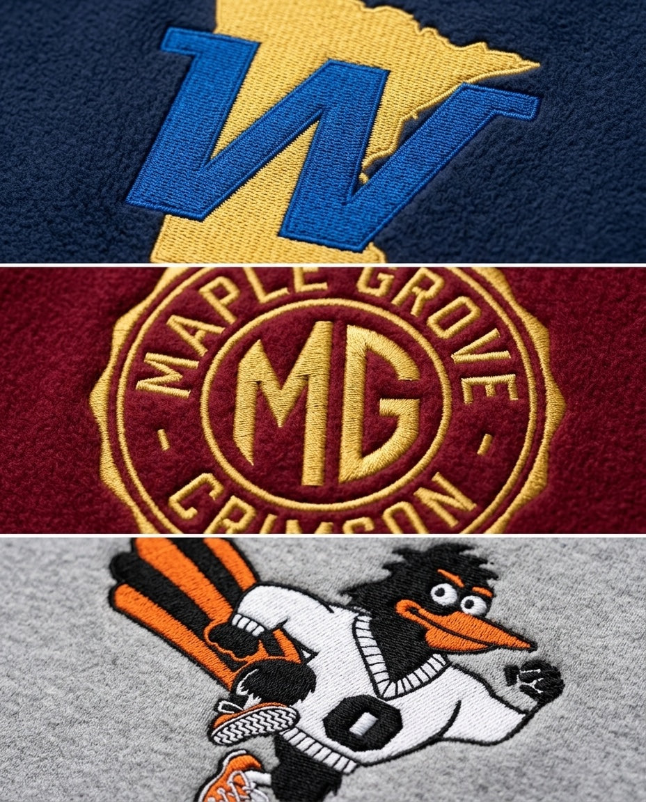 Wayzata, Maple Grove & Osseo embroidery — the new school drop