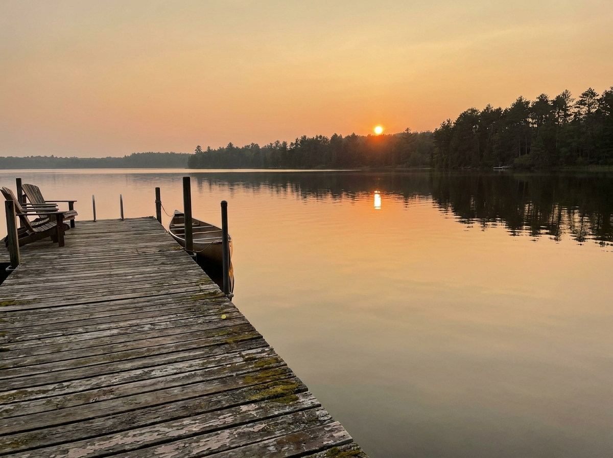 Summer evening on a dock over a Minnesota lake